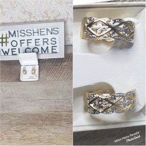NEW SILVER PLATED WOVEN DIAMOND ACCENT EARRINGS